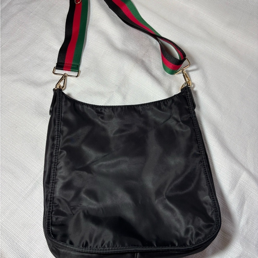 Ahdorned Nylon Lightweight Messenger Black Shoulder Bag